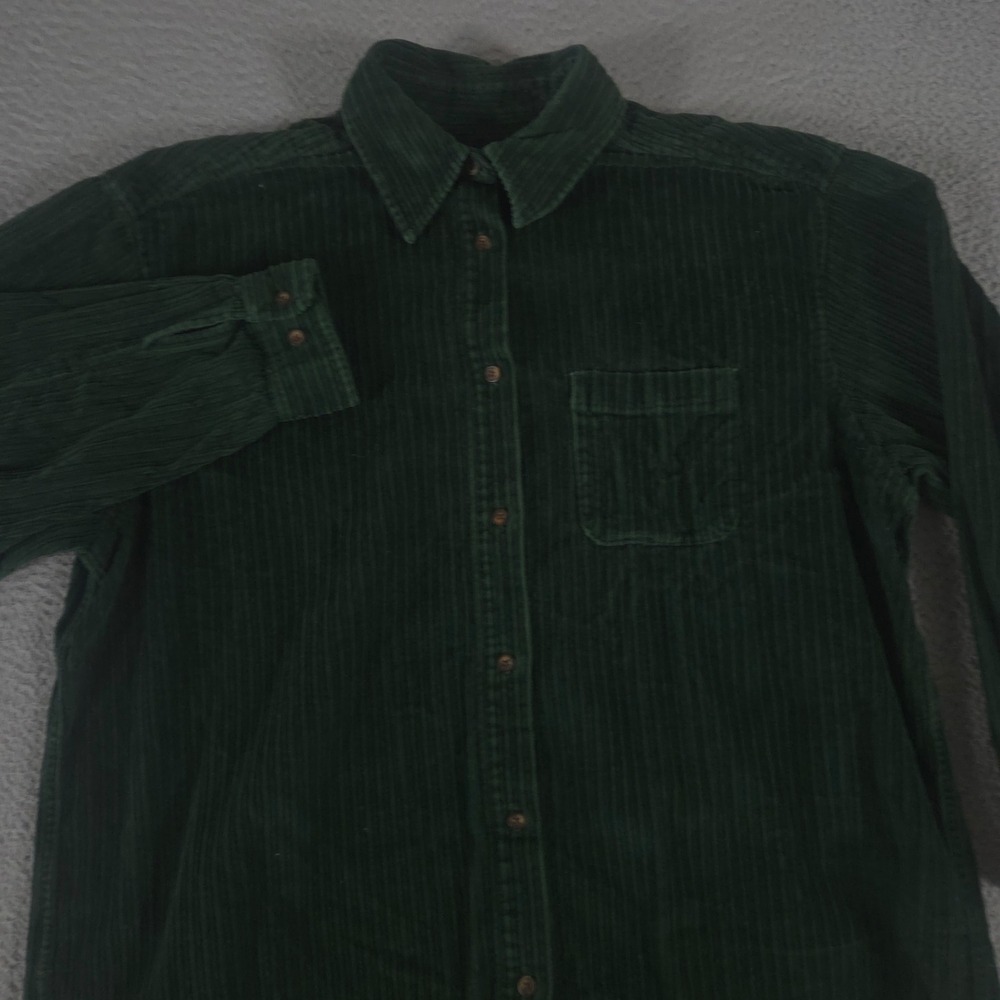 VINTAGE Eddie Bauer Shirt Womens XXL Tall Green Corduroy Button Down Pocket 90s